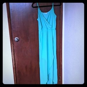 Lush teal hi-lo dress